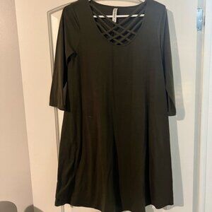 Olive Green Neck Dress